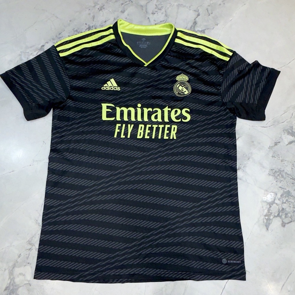 adidas Real Madrid 2022/23 Third Soccer Jersey Black Pulse Lime Men's M HI1656